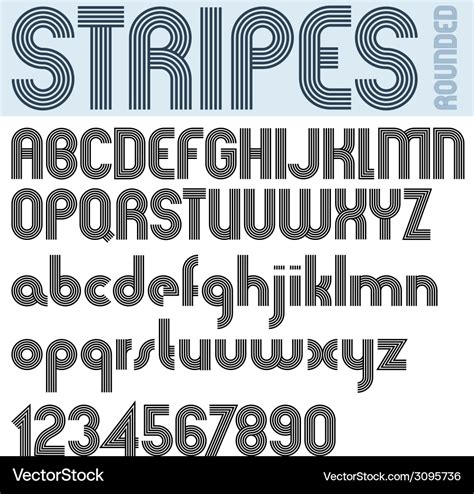 Stripes Retro Style Graphic Font Royalty Free Vector Image