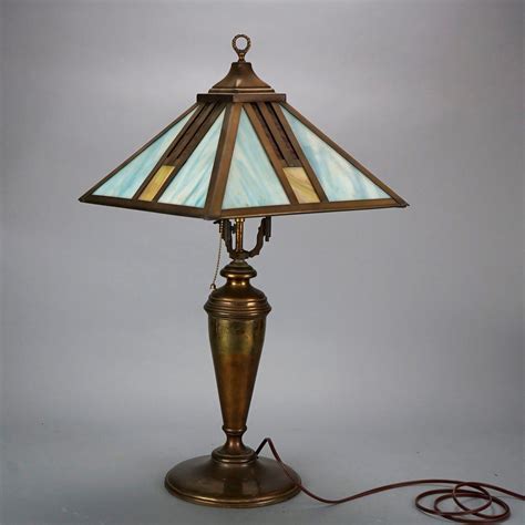 Antique Arts And Crafts Frank Lloyd Wright School Slag Glass Table Lamp C1920 At 1stdibs