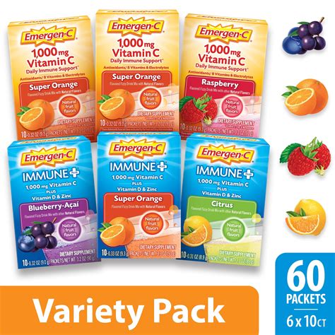 Emergen C Immune And Emergen C Original Formula Variety Pack 60 Ct