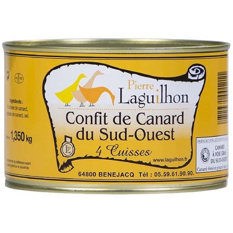 PIERRE LAGUILHON Confit De Canard Du Sud Ouest IGP 4 Cuisses 1 35kg Pas