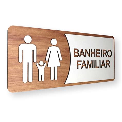 Placa De Sinalização Banheiro Familiar MDF 30x13cm Shopee Brasil