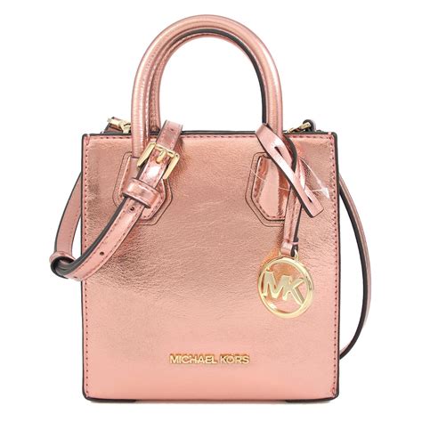 Michael Kors Mercer 金字大圓標logo素面迷你琴譜兩用包粉金色 手提包兩用包 Yahoo奇摩購物中心