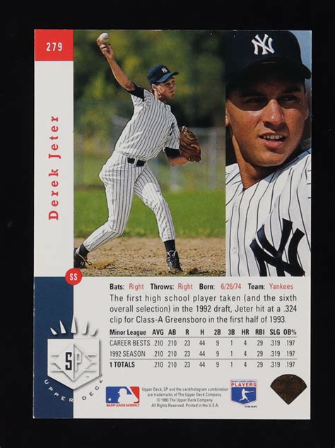 Derek Jeter 1993 SP 279 FOIL RC Pristine Auction