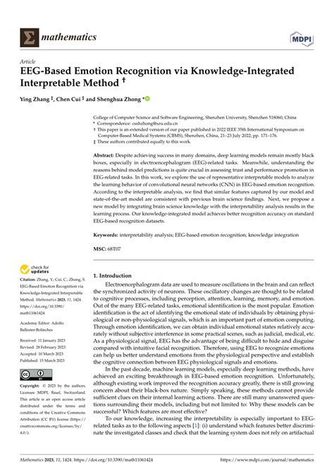 Pdf Eeg Based Emotion Recognition Via Knowledge Integrated