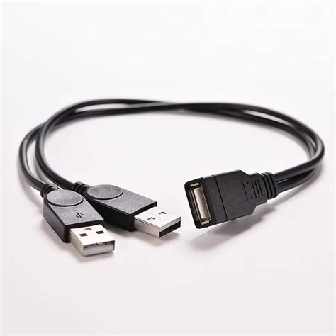 Usb 2 0 uma fêmea para 2 usb duplo macho hub adaptador de alimentação y