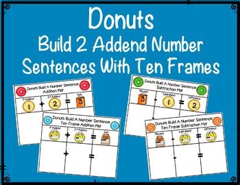 Donuts Themed Addend Addition Subtraction With Ten Frames Tpt