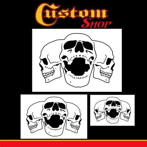 Custom Shop Airbrush Triple Skull Pile Stencil Set (Skull Design in 3 ...