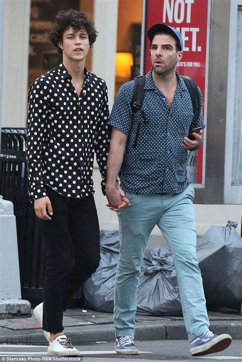 Zachary Quinto And Model Beau Miles Mcmillan Wear Polka Dot Shirts