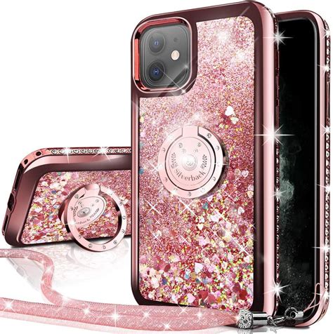 Silverback Iphone 11 Case Moving Liquid Holographic Sparkle Glitter Case With Kickstand Bling