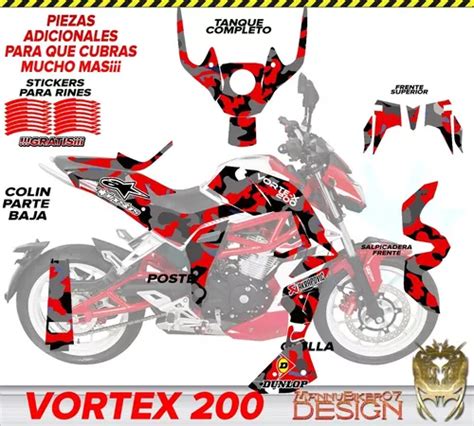 Vortex Italika Vinil Wrap Kit Stickers Calcas Calcomania Meses