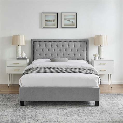 Rheanna Light Grey King Size Bed Frame