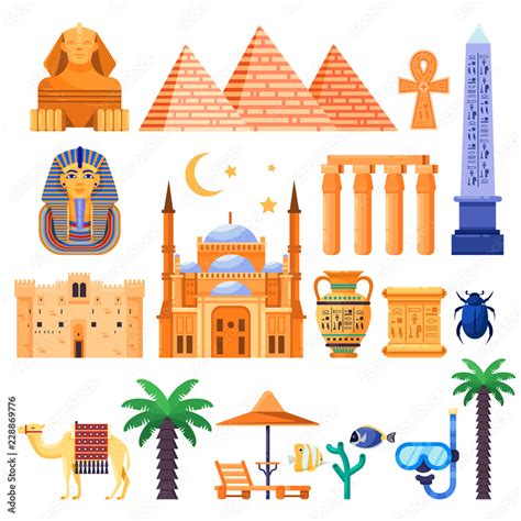 Travel To Egypt Vector Icons And Design Elements Egyptian National