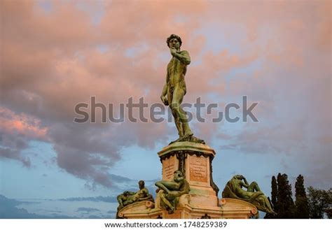 Replica Michelangelos David Statue Michelangelo Square Stock Photo ...