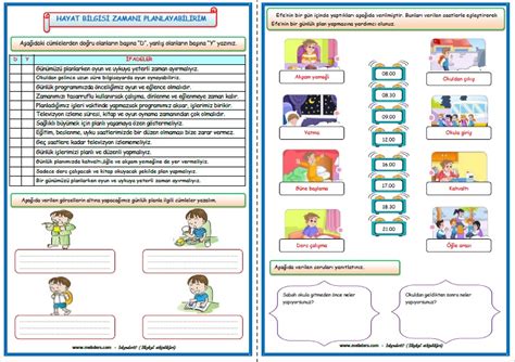 S N F Hayat Bilgisi Zaman Planlayabilirim Etkinlik Al Mas Meb Ders