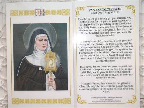 St Clare Of Assisi 3 5 8x5 5 Laminated Etsy