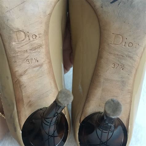 Christian Dior Nude Tan Patent Leather Heels 37 5 Aut Gem