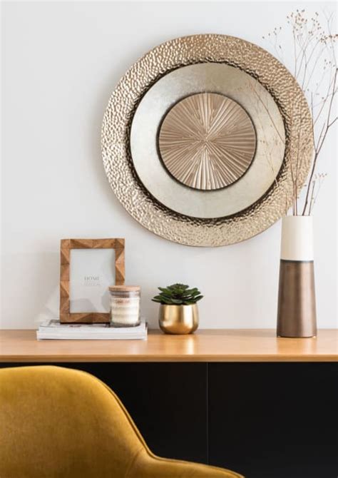 Déco murale ronde en métal coloris bronze et doré D55 Maisons du Monde