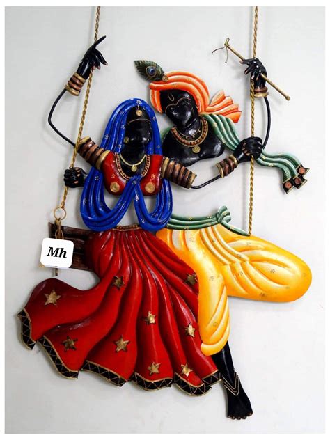 Radha Krishna on Swing Art with LED (48"x30") - Madhuram Handicrafts