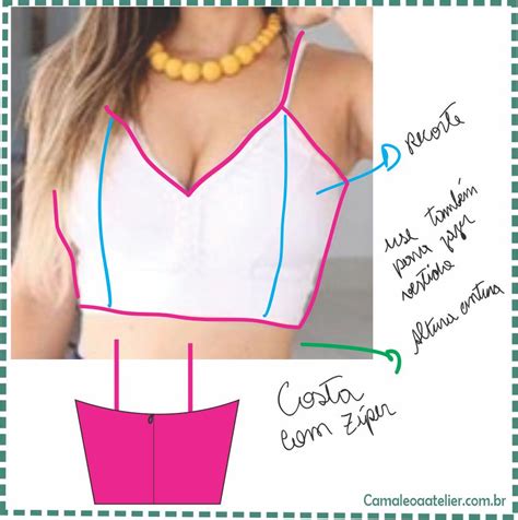 Molde Blusa Cropped Recortes 167 19 CAMALEOA ATELIER DE COSTURA