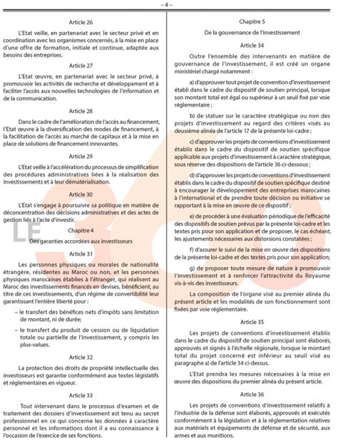 Charte De Linvestissement Les Détails Du Projet De Loi Cadre Adopté