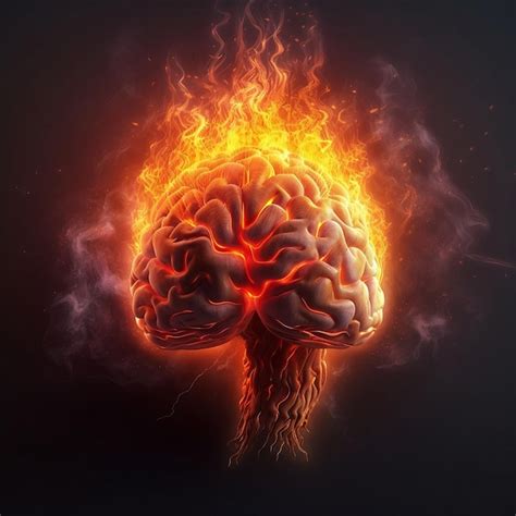 Premium Photo Realistic Illustration Of A Brain On Fire