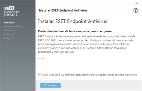 Instalación con ESET AV Remover ESET Endpoint Antivirus Ayuda en