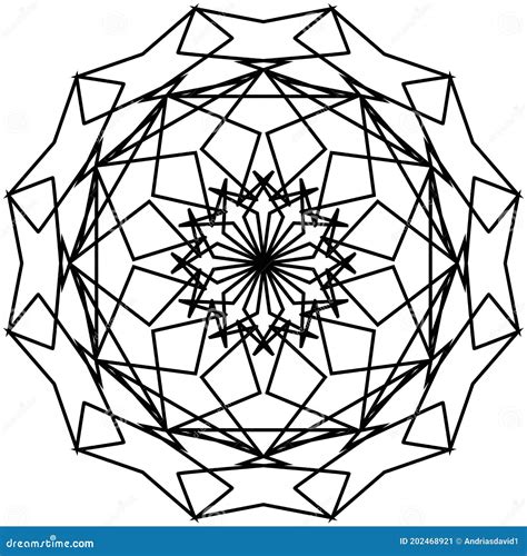 Geometric Mandalas Coloring Book Page Zigzag Ornament Round Element