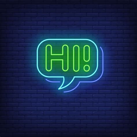 Free Vector Hi Neon Lettering In Speech Bubble