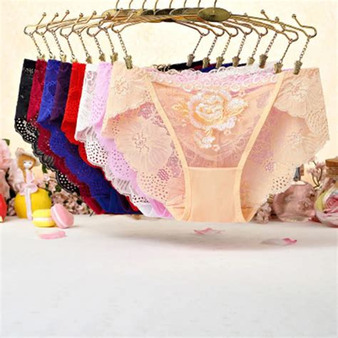 5pcs Sexy Women Lace Flowers Low Waist Underwear Panties G String