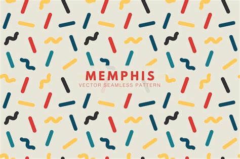 Memphis Coloridas L Neas Rectas Y Onduladas Formas Geom Tricas Patr N