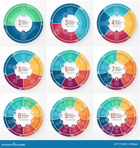 Vector Business Pie Chart Circle Infographic Set Stock Vector