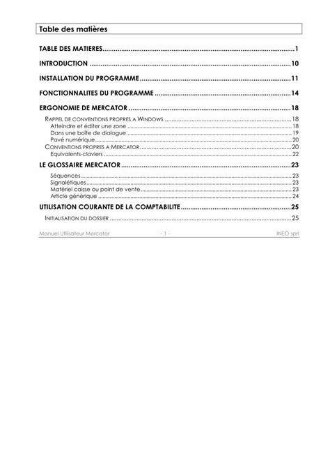 PDF Table des matières Logiciel de Gestion ERP Pavé numérique