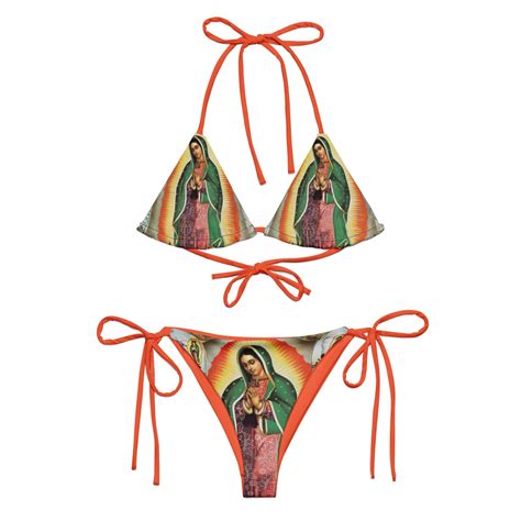 Virgin Mary String Bikini Two Piece Our Lady Of Guadalupe Bikini Triangle Bikini Y2K Fashion