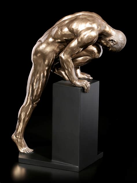 Male Nude Figurine Climbing On Pedestal Large