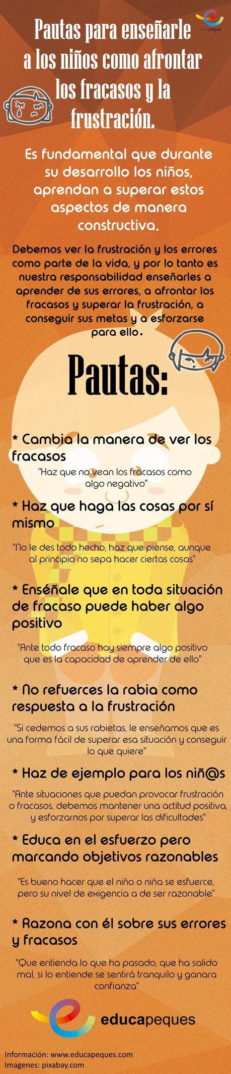 Pautas para enseñar a niños el fracaso y la frustración infografía