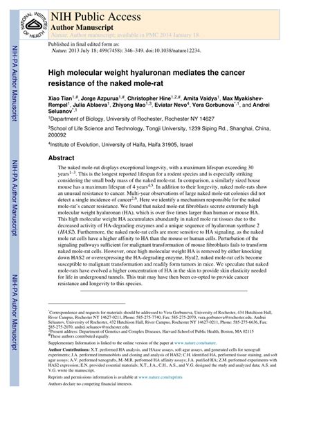 PDF High Molecular Mass Hyaluronan Mediates The Cancer Resistance Of