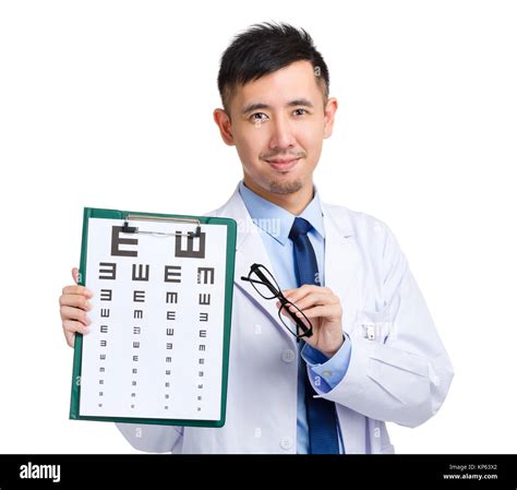 Optical Doctor With Eye Chart And Glasses Stock Photo Alamy