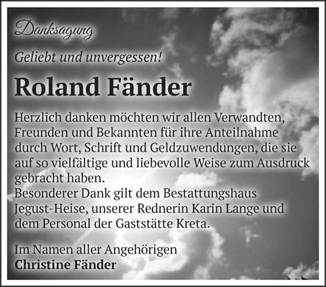 Traueranzeigen Von Roland F Nder M Rkische Onlinezeitung Trauerportal