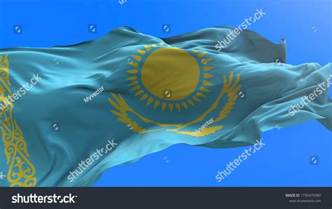 Kazakhstan Flag D Realistic Waving Flag Stock Illustration