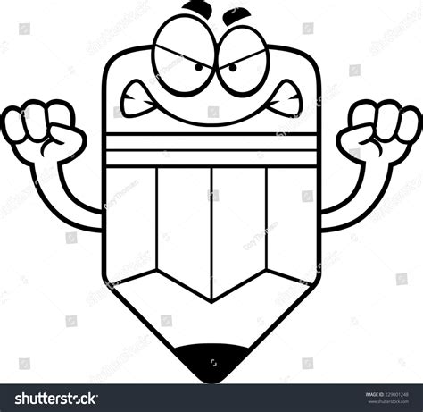 Cartoon Illustration Pencil Looking Angry Stock Vector (Royalty Free ...