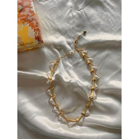 S Trifari Gold Toned Choker White Enamel In Gold Gem