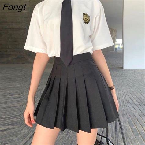 Fongt Girl Uniform Two-Piece College Style Pleated Skirt Suits Women's ...