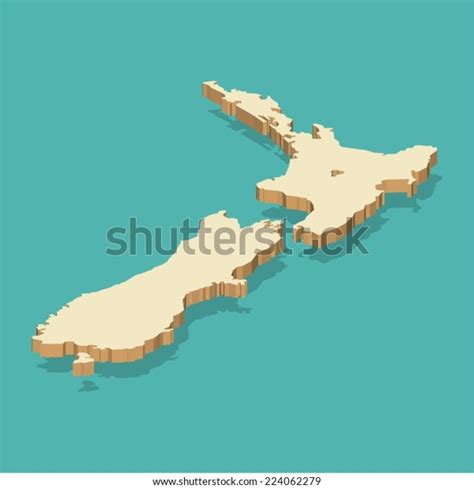 New Zealand Map Vector Three Dimensional Stock Vector Royalty Free