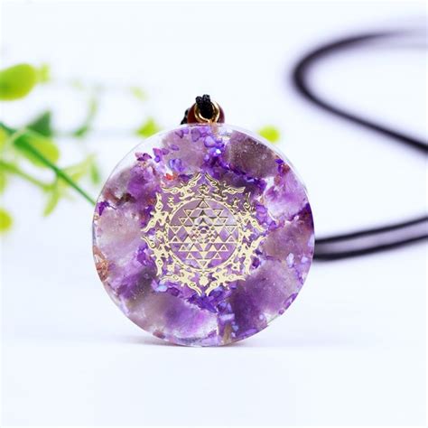 Elegant Orgonite Pendant With Amethyst Necklace Orgone Pyramids