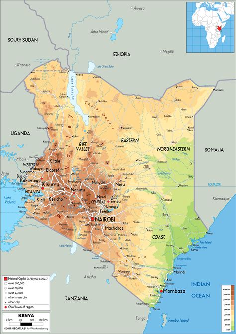 Bản đồ nước Kenya Kenya Map khổ lớn năm 2023