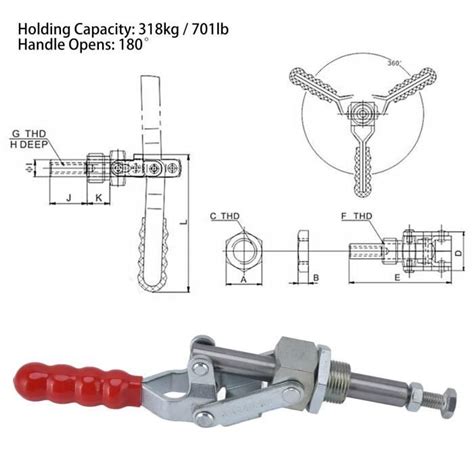 Pince à bascule push pull VINGVO Capacité de maintien de 701 lb et