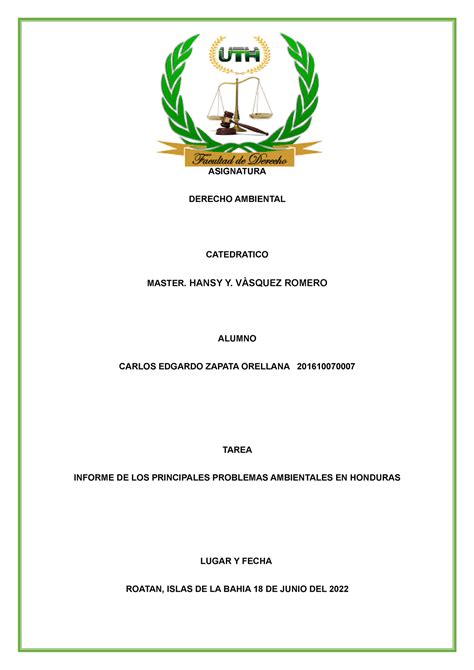 Informe de los principales problemas ambientales en Honduras