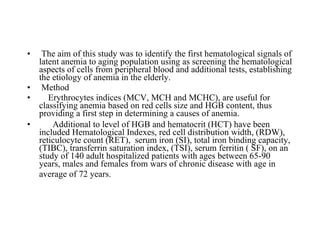 First Signals Of Anemia Ppt