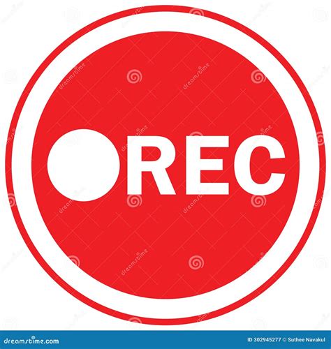 Rec Button Icon Video Recording Button Concept Red Rec Button Symbol Flat Style Stock