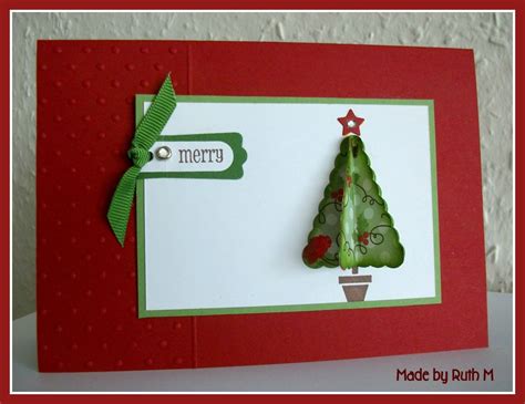 Flower Sparkle: 3d Tree Christmas Cards x 2